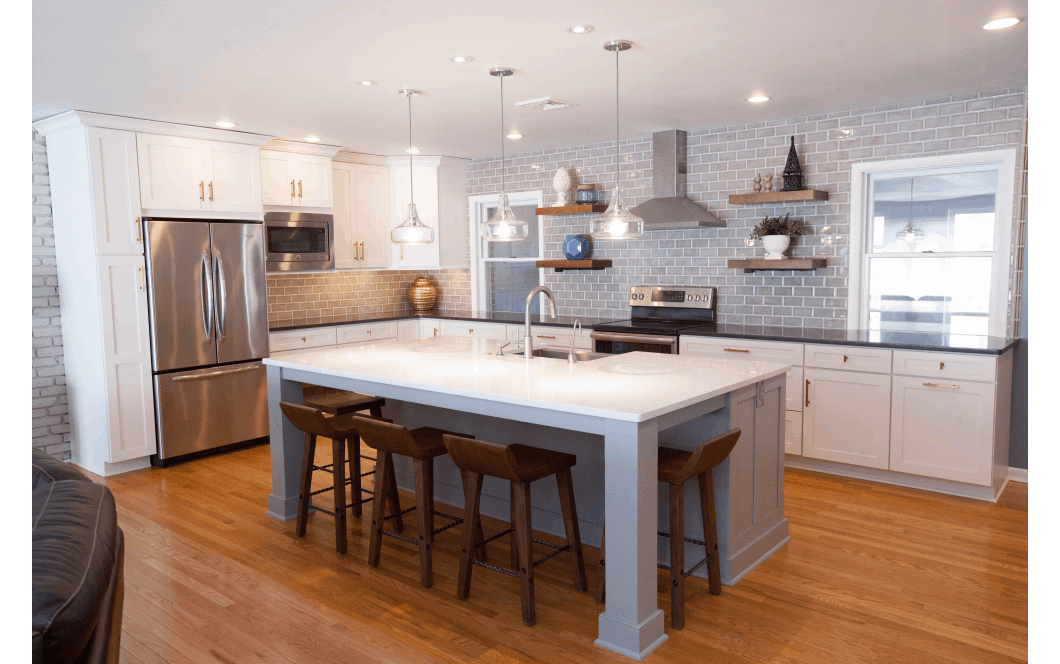 Transitional kitchen remodel with island