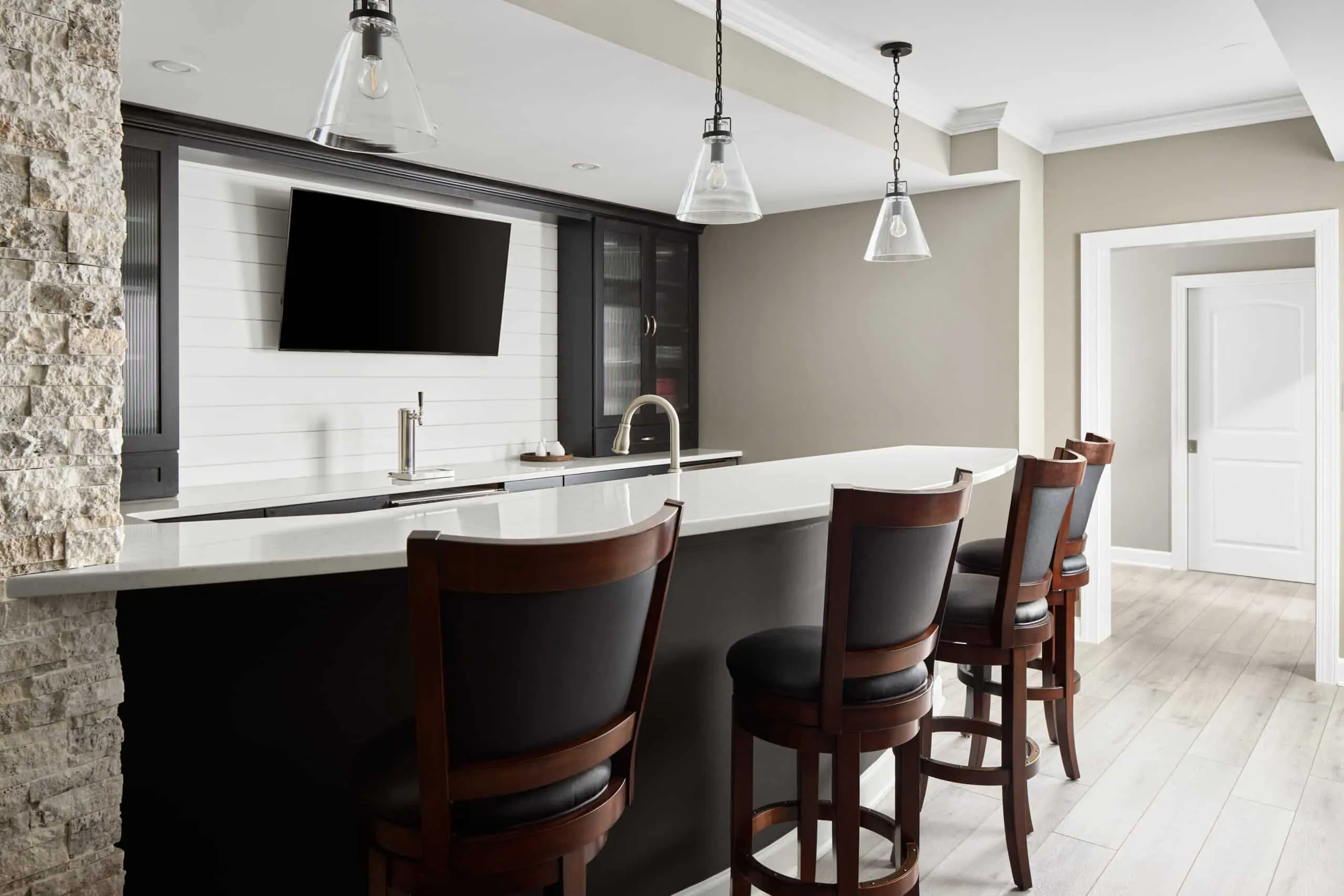 living room remodel with grey velvet couch white throw pillows dark brown wooden beams