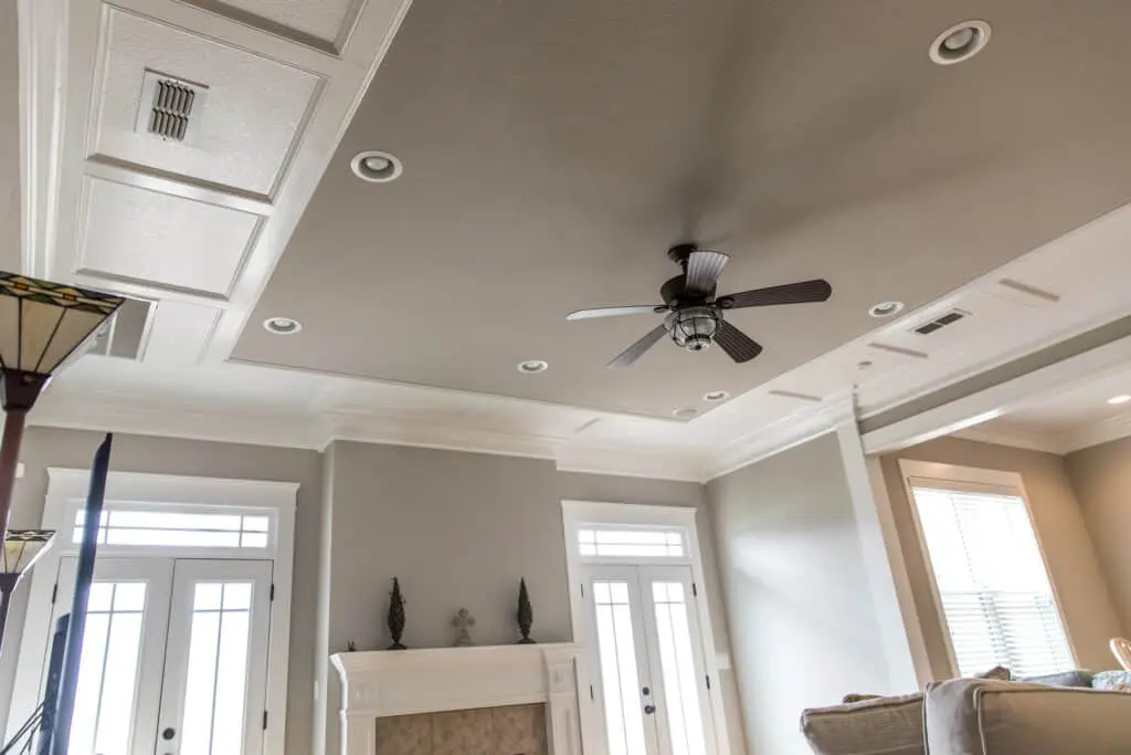 Beige painted ceiling in a living room