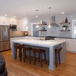 large kitchen island with bar seating