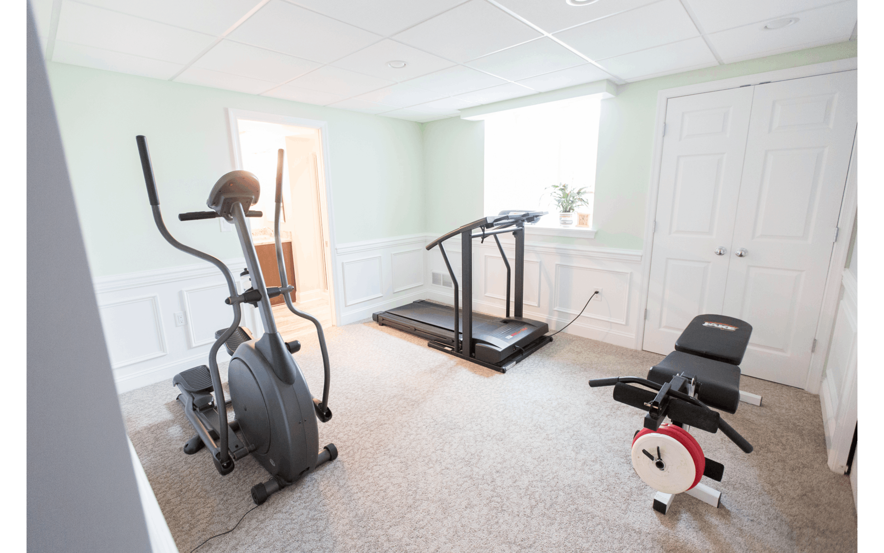 Home gym in basement